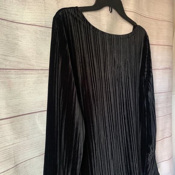 Avon Signature Collection Black Velour Blouse Ribbed Bell Sleeves Large 12-14 - Picture 13 of 15